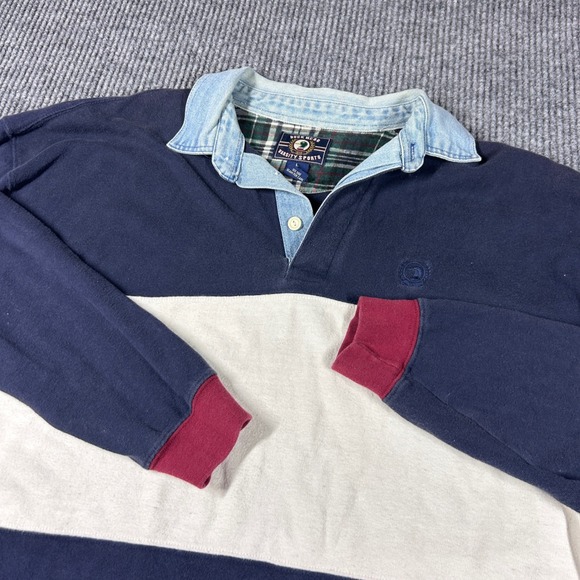 Duck Head Other - Vintage Duck Head Shirt Men's L Varsity Sports Rugby Navy Denim Collar Stripe